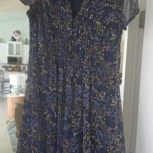 MSK Navy Floral Mini Dress with Blue, Yellow & Pink Accents